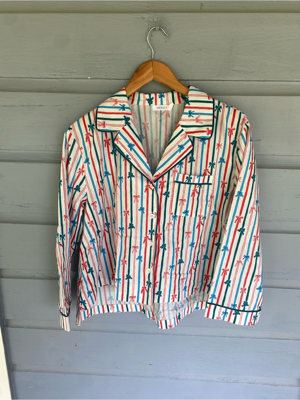 Mersea Pajama Top Ribbons & Bows Sz Small